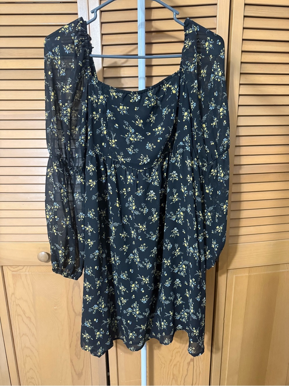 Black Floral Long Sleeve Mini Dress
